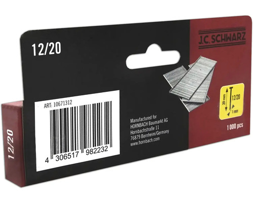 J.C. Schwarz nietjes 12/20, 1000 stuks