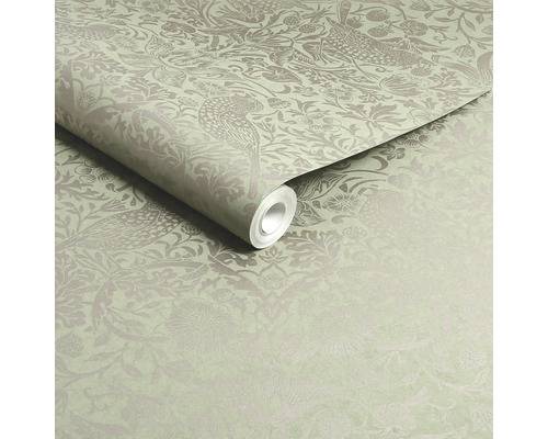 Rol behang met vogel- en plantmotief