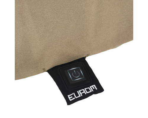 Eurom Logo en aan- en uitknop op textiel