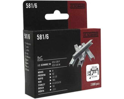J.C. SCHWARZ Nieten type 581/06 lengte 6 mm, 2000 stuks
