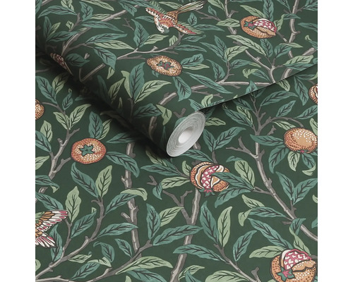 Rol behang met vogel- en granaatappelmotief