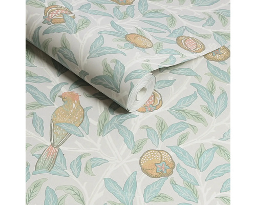 Behangrol met vogel- en plantmotief