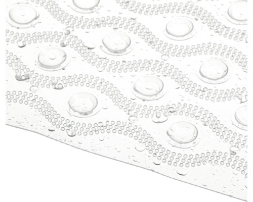 Detailopname van een transparante badmat met zuignappen