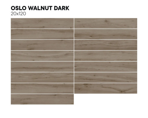 Tegels met houtlook, Oslo Walnut Dark, 20x120 cm