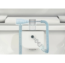 Gedetailleerde weergave van een toiletspoeling met waterstroom