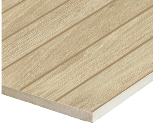 Keramische tegel met houtlook en geribbeld oppervlak