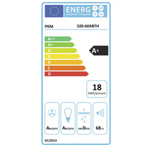 PKM energielabel S20-60ABTH met energie-efficiëntieklasse A+, een jaarlijks energieverbruik van 18 kilowattuur en een geluidsniveau van 68 decibel.