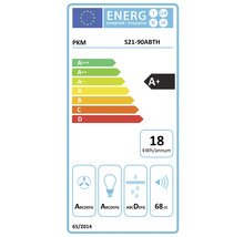 PKM S21-90ABTH energielabel met energie-efficiëntieklasse A+, jaarlijks energieverbruik van 18 kilowattuur en geluidsemissie van 68 decibel