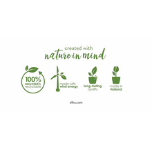 100 procent gerecycled en recyclebaar keurmerk, gemaakt met windenergie keurmerk, lange kwaliteit keurmerk, gemaakt in Holland keurmerk