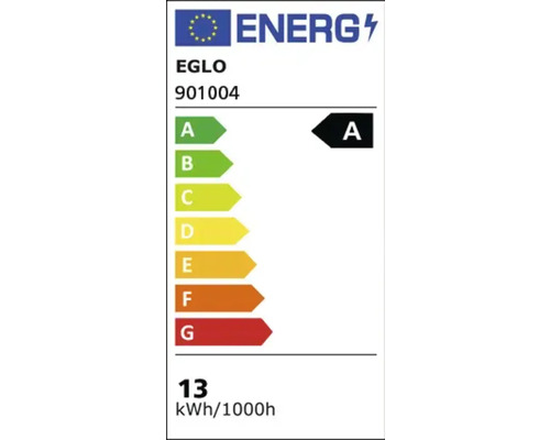 Energielabel van klasse A voor EGLO lamp met een verbruik van 13 kWh per 1000 uur