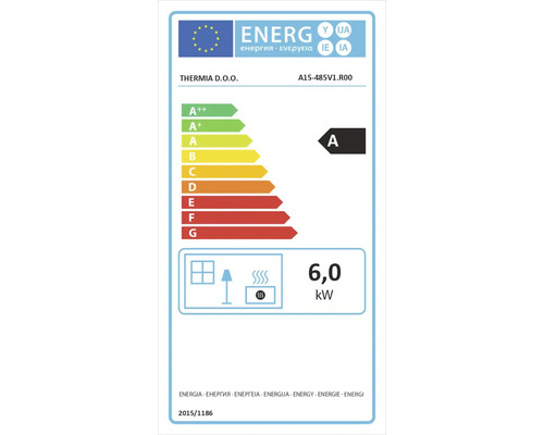 Energielabel met energie-efficiëntieklasse A en een vermogen van 6,0 kilowatt