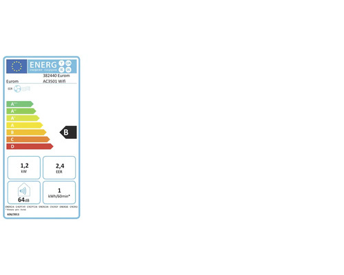 Eurom AC3501 Wifi energielabel met energie-efficiëntieklasse B