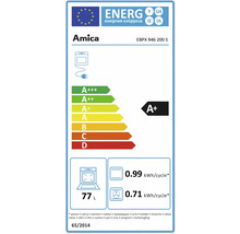 Amica oven energielabel A+ met 77 liter inhoud