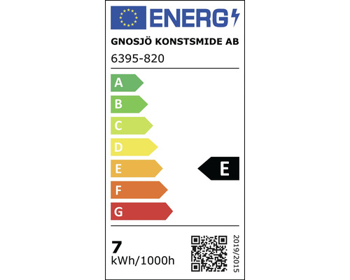 Energielabel van de lamp