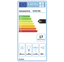 Wolkenstein WS49-90B energielabel met energie-efficiëntieklasse A+, jaarlijks energieverbruik van 17 kWh en geluidsemissie van 66 decibel