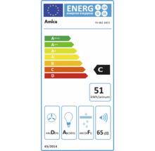Amica energie-efficiëntielabel FH 662 100 E met energie-efficiëntieklasse C, jaarlijks energieverbruik 51 kilowattuur, geluidsemissie 65 decibel