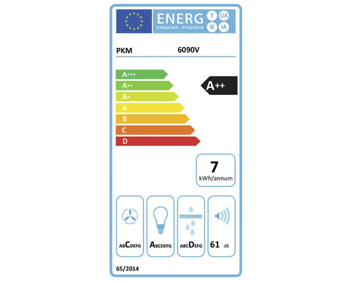 PKM 6090V energie-efficiëntielabel A++