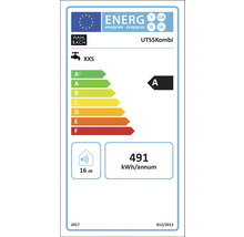 Energielabel voor kraan met energie-efficiëntieklasse A, 491 kWh per jaar en 16 decibel