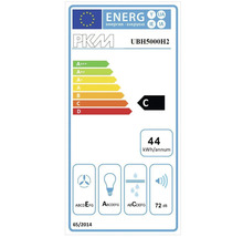 PKM UBH5000H2 energie-efficiëntieklasse C, jaarlijks energieverbruik 44 kWh, geluidsemissie 72 dB