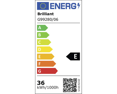 Energielabel van het merk Brilliant met energie-efficiëntieklasse E