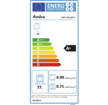 Amica energielabel met energie-efficiëntieklasse A+, energieverbruik en inhoud