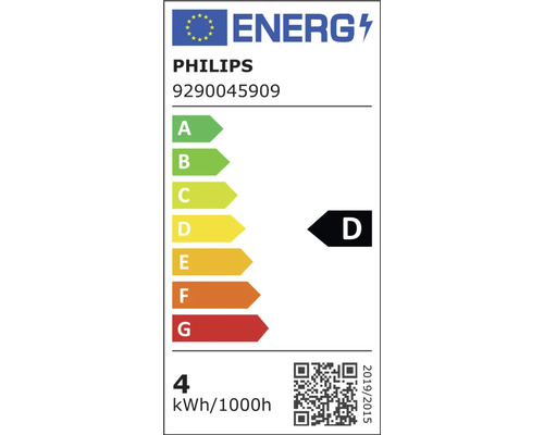Energie-efficiëntielabel van het merk Philips met de markering D