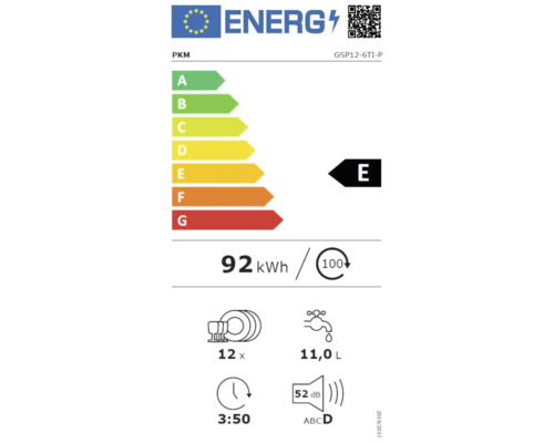 Energielabel PKM GSP12-6TI-P met energie-efficiëntieklasse E