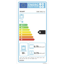 Exquisit energielabel met energie-efficiëntieklasse A, een volume van 59 liter en een energieverbruik van 0,75 kilowattuur per cyclus