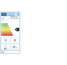 Energielabel voor Eurom PAC 12.3 Compact met energie-efficiëntieklasse A, 3,5 kilowatt, 2,6 EER en 65 decibel