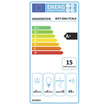 Energielabel voor Wolkenstein WS7-60A+TCALX, energie-efficiëntieklasse A plus, 15 kilowattuur per jaar, 69 decibel.