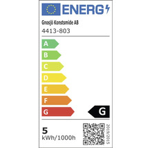 Energielabel voor Gnosjö Konstsmide Aktiebolag 4413-803, energie-efficiëntieklasse G, 5 kilowattuur per 1000 uur.