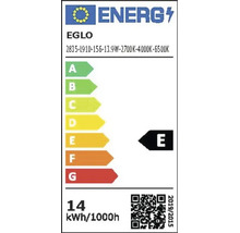 EU-energielabel van EGLO met energie-efficiëntieklasse E en een verbruik van 14 kilowattuur per 1000 uur.