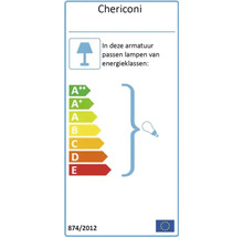 Chericoni energielabel voor armaturen, geschikt voor lampen van energieklassen A plus plus tot E.