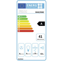 EU energie-efficiëntielabel voor PKM afzuigkap 9040/90BZ met energieklasse A en een verbruik van 41 kilowattuur per jaar.