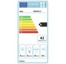 EU energie-efficiëntielabel voor PKM 8099GIS Z afzuigkap met energieklasse A en 42 kilowattuur per jaar energieverbruik.