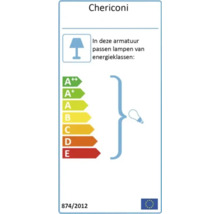 Energie-efficiëntielabel voor Chericoni armaturen met weergave van geschikte energieklassen van A plus plus tot E.