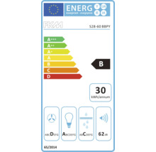 Energielabel PKM S28-60 BBPY met energie-efficiëntieklasse B, jaarlijks energieverbruik van 30 kilowattuur, geluidsniveau van 62 decibel