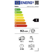 Amica energielabel met informatie over energie-efficiëntie, verbruik en geluidsniveau.