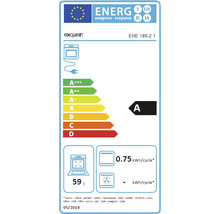 Exquisit energielabel voor oven EHE 146-2.1, energie-efficiëntieklasse A, 59 liter inhoud, 0,75 kilowattuur per cyclus