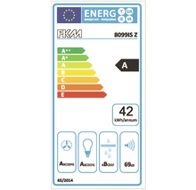 Energielabel PKM 8099IS Z met energie-efficiëntieklasse A, jaarlijks energieverbruik van 42 kilowattuur en geluidsemissie van 69 decibel