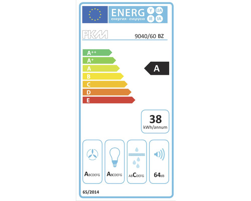 Energielabel PKM 9040/60 BZ met energie-efficiëntieklasse A