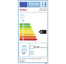 Amica energielabel voor oven met energie-efficiëntieklasse A, 67 liter inhoud en 0,79 kilowattuur per cyclus
