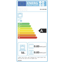 Energielabel voor PKM EH 4-60 GK6 oven met energie-efficiëntieklasse A, 56 liter volume en een energieverbruik van 0.83 kilowattuur per cyclus