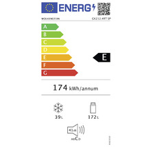 Energielabel Wolkenstein GK212.4RT SP: energie-efficiëntieklasse E, jaarlijks energieverbruik 174 kWh, vriesvakvolume 39 liter, koelvakvolume 172 liter, geluidsemissie 41 decibel, geluidsemissieklasse D