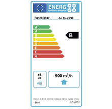 Energielabel Rotheigner Air Flow 250, energie-efficiëntieklasse B, 68 decibel, 900 kubieke meter per uur