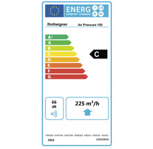 Energielabel voor Rotheigner Air Pressure 100 met energie-efficiëntieklasse C, 66 decibel en 225 kubieke meter per uur