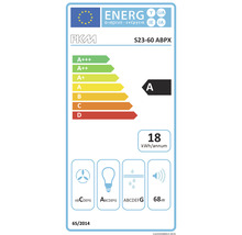 Energielabel PKM S23-60 ABPX met energie-efficiëntieklasse A, jaarlijks energieverbruik van 18 kilowattuur en geluidsniveau van 68 decibel