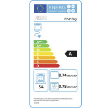 Energielabel voor PKM F7-2 Digi oven, energie-efficiëntieklasse A, 54 liter inhoud