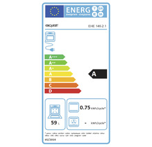 Exquisit energie-efficiëntielabel EHE 146-2.1 met energie-efficiëntieklasse A, een stroomverbruik van 0,75 kilowattuur per cyclus en een volume van 59 liter.