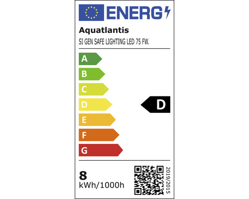Energielabel Aquatlantis SI GEN SAFE LIGHTING LED 75 FW, energie-efficiëntieklasse D